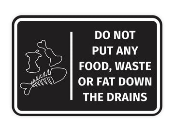Signs ByLITA Classic Framed Do Not Put Any Food, Waste or Fat Down The Drains Door or Wall Sign Easy Installation | Health And Safety | Building And Hospitality Signs